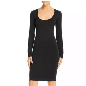 Helmut Lang Black Scoop Neck Bodycon Long Sleeves Basic Stapple Sz XS